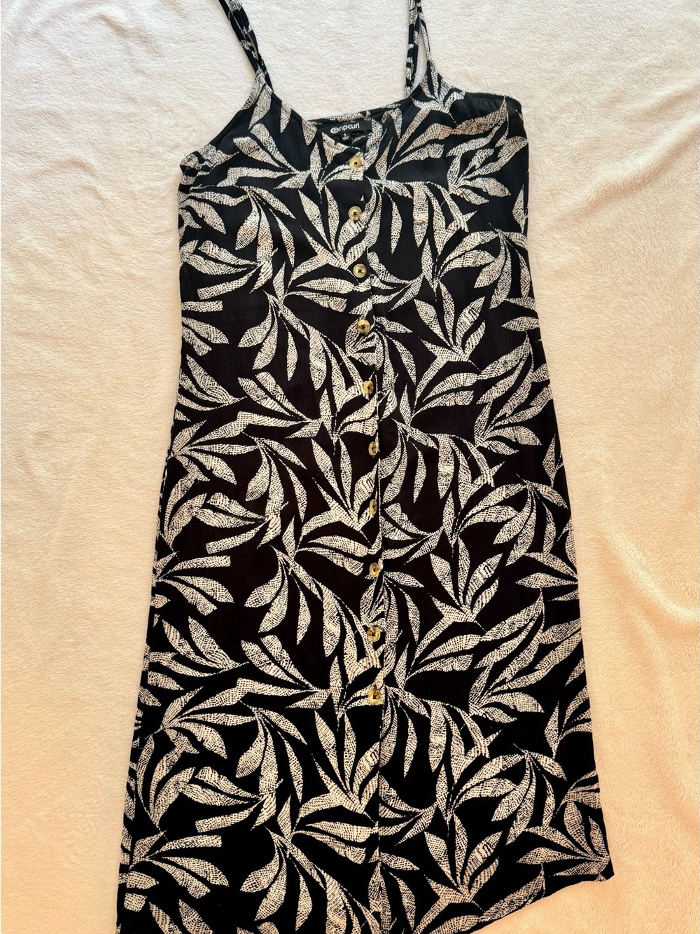 Rip Curl Black Dress with White Leaf Print